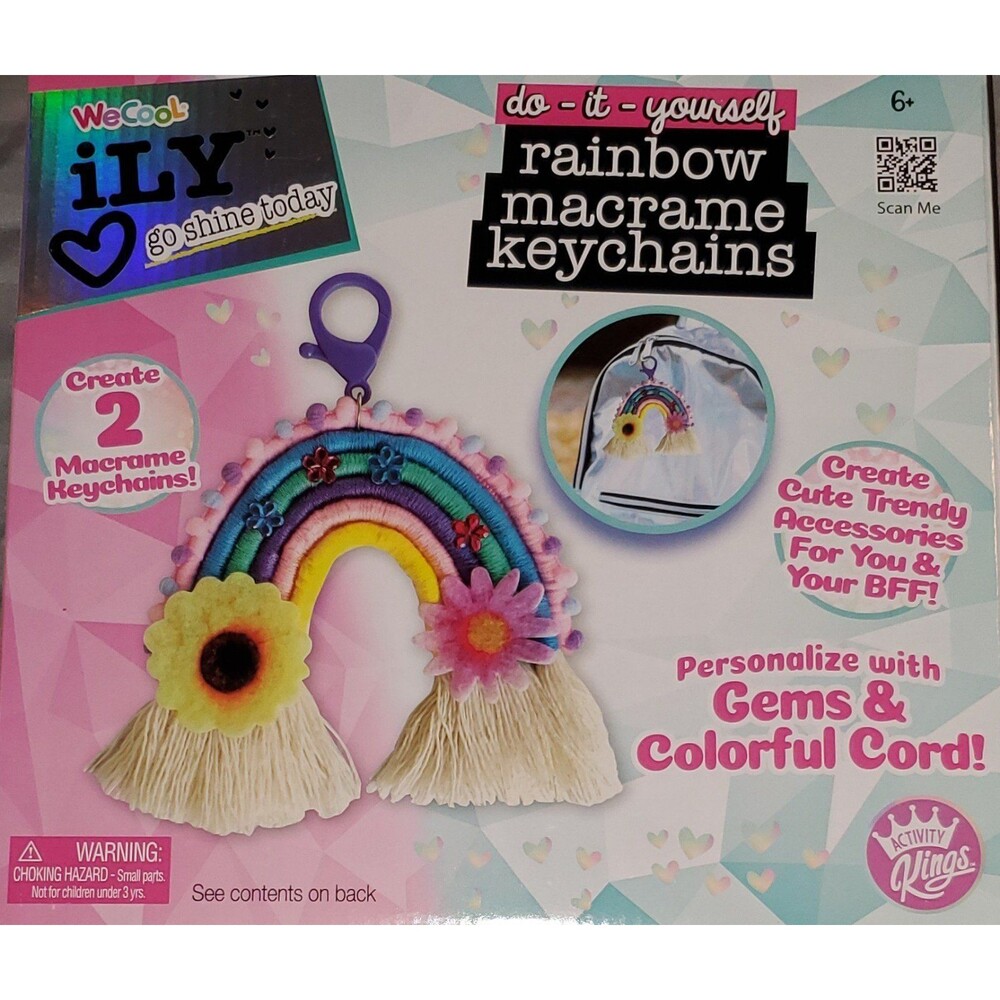 Rainbow Macrame Keychain DIY Kit Kids Teens Crafting Activity